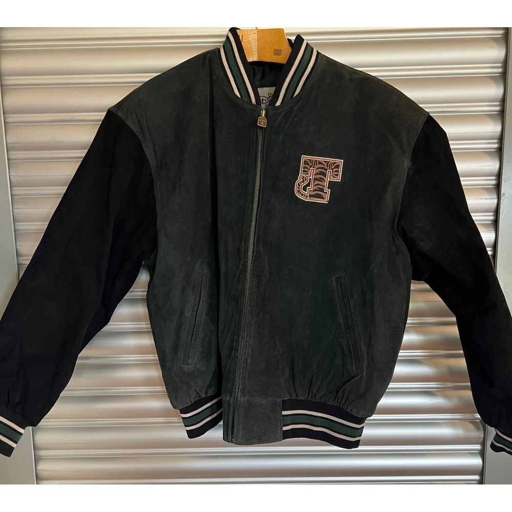 Vintage Disney Store Tigger Suede Varsity Jacket Green Black Large 1968 Jacket